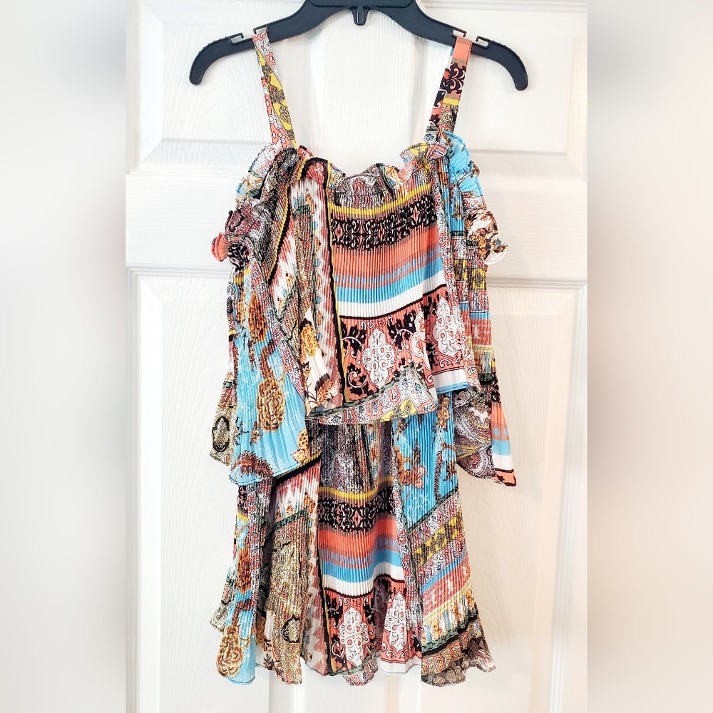 Melissa Paige Colorful Patterned Ruffle Blouse - Picture 2 of 12